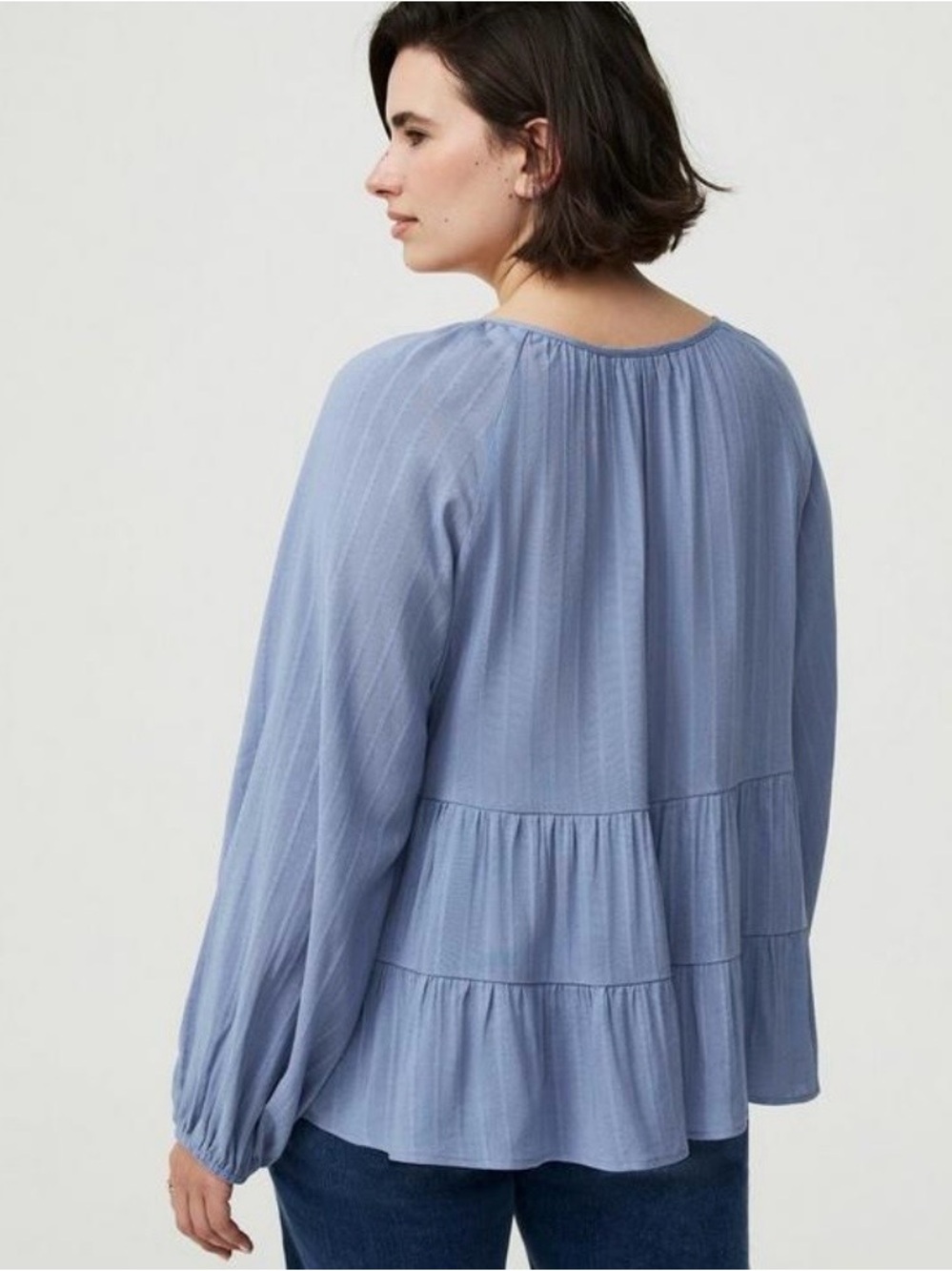 Torrid Baby Tiered Blue Button Down Babydoll Top - Size 0 - NWOT! - Picture 4 of 11